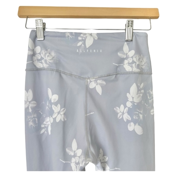 Anthropologie All Fenix Lottie Leggings Floral Light Lilac Gray High Rise Size S - Picture 7 of 13